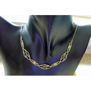 Kette Collier mit Blautopas...
